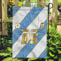 Custom Argentina Football Garden Flag Sun Of May Baroque Filigree Gold Striped Patterns