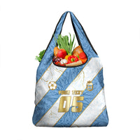 Custom Argentina Football Grocery Bag Sun Of May Baroque Filigree Gold Striped Patterns