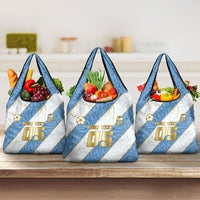 Custom Argentina Football Grocery Bag Sun Of May Baroque Filigree Gold Striped Patterns