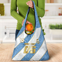 Custom Argentina Football Grocery Bag Sun Of May Baroque Filigree Gold Striped Patterns