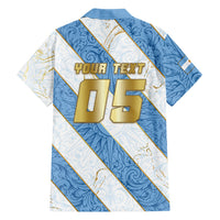 Custom Argentina Football Hawaiian Shirt Sun Of May Baroque Filigree Gold Striped Patterns
