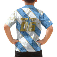 Custom Argentina Football Hawaiian Shirt Sun Of May Baroque Filigree Gold Striped Patterns