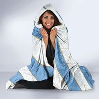 Custom Argentina Football Hooded Blanket Sun Of May Baroque Filigree Gold Striped Patterns
