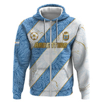 Custom Argentina Football Hoodie Sun Of May Baroque Filigree Gold Striped Patterns