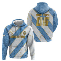 Custom Argentina Football Hoodie Sun Of May Baroque Filigree Gold Striped Patterns