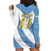 Custom Argentina Football Hoodie Dress Sun Of May Baroque Filigree Gold Striped Patterns