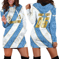 Custom Argentina Football Hoodie Dress Sun Of May Baroque Filigree Gold Striped Patterns
