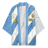Custom Argentina Football Kimono Sun Of May Baroque Filigree Gold Striped Patterns
