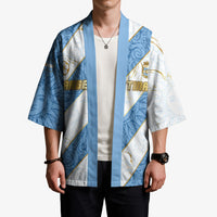 Custom Argentina Football Kimono Sun Of May Baroque Filigree Gold Striped Patterns