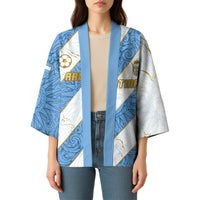 Custom Argentina Football Kimono Sun Of May Baroque Filigree Gold Striped Patterns