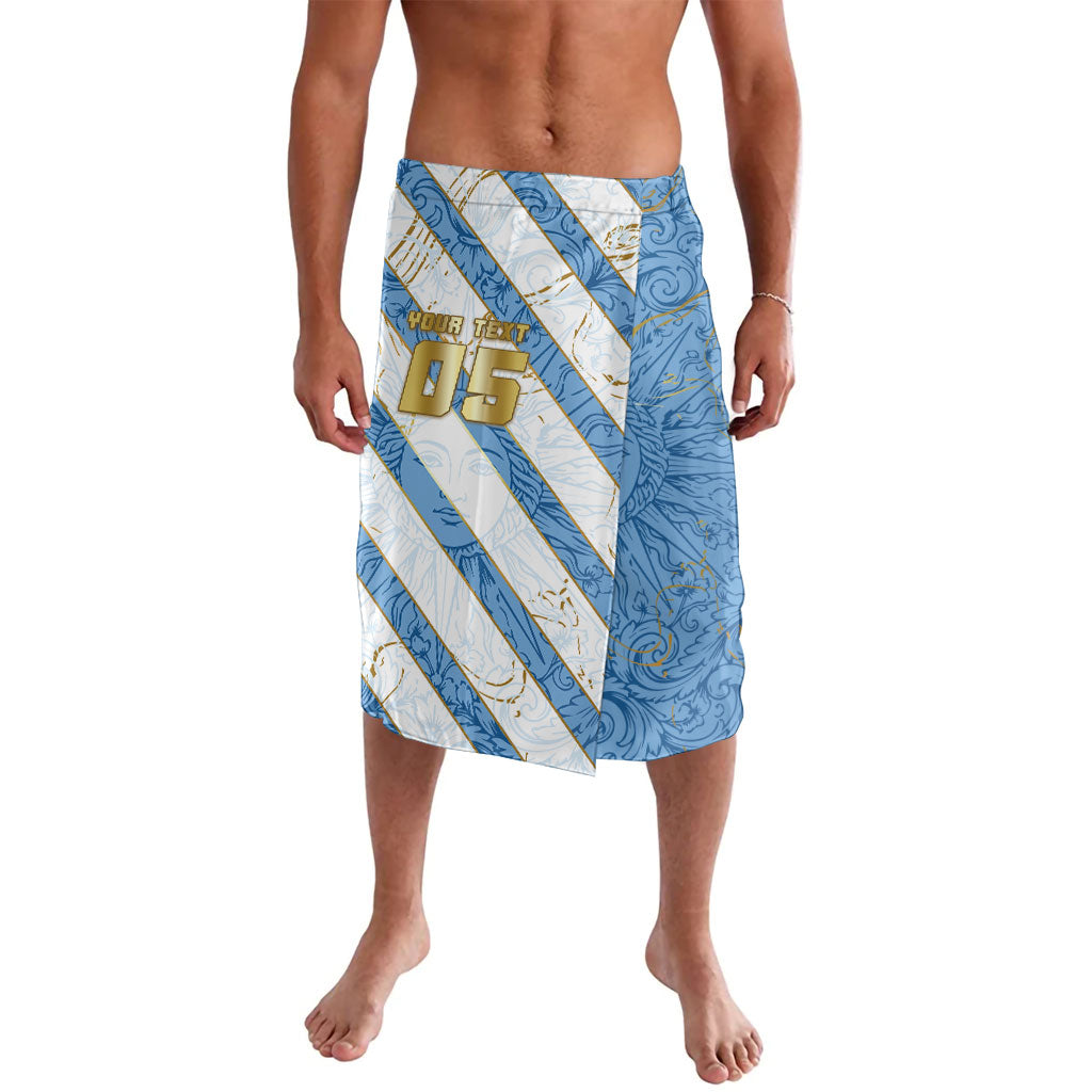 Custom Argentina Football Lavalava Sun Of May Baroque Filigree Gold Striped Patterns