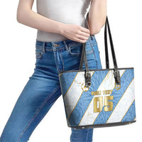 Custom Argentina Football Leather Tote Bag Sun Of May Baroque Filigree Gold Striped Patterns