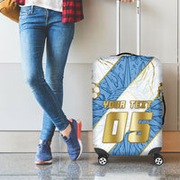 Custom Argentina Football Luggage Cover Sun Of May Baroque Filigree Gold Striped Patterns