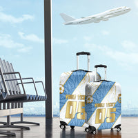 Custom Argentina Football Luggage Cover Sun Of May Baroque Filigree Gold Striped Patterns