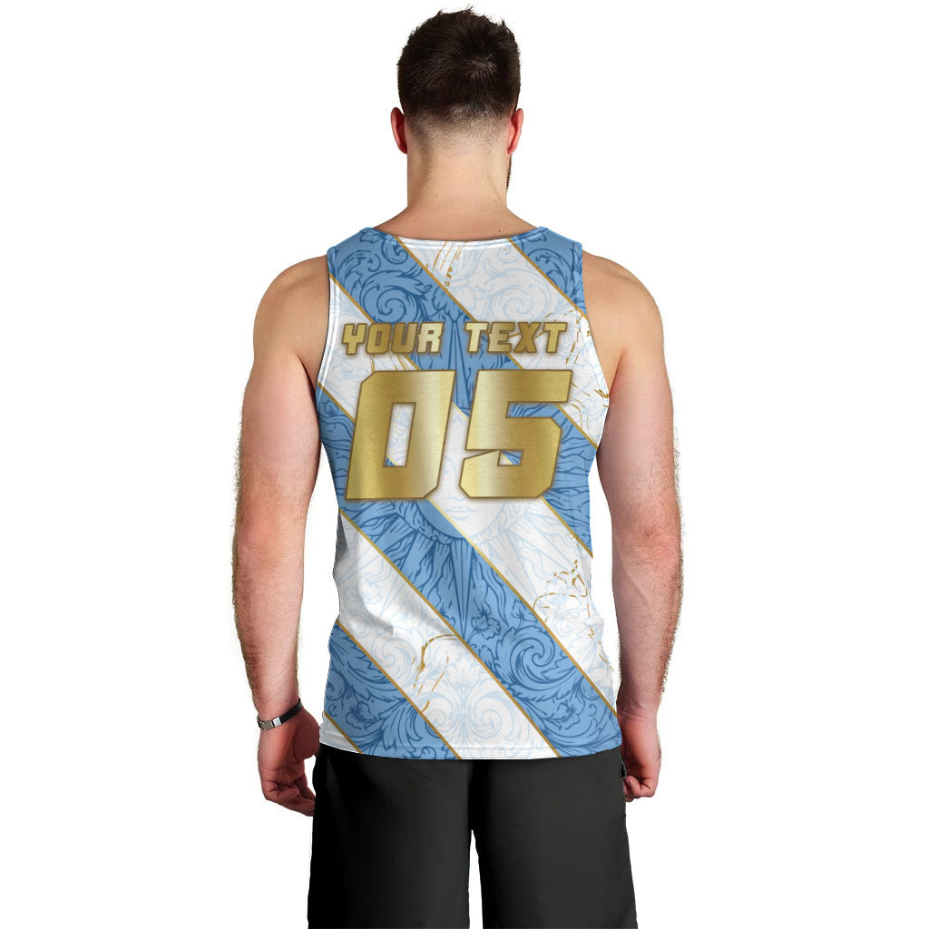 Custom Argentina Football Men Tank Top Sun Of May Baroque Filigree Gold Striped Patterns