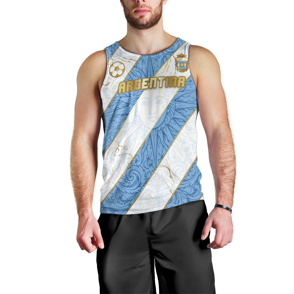 Custom Argentina Football Men Tank Top Sun Of May Baroque Filigree Gold Striped Patterns