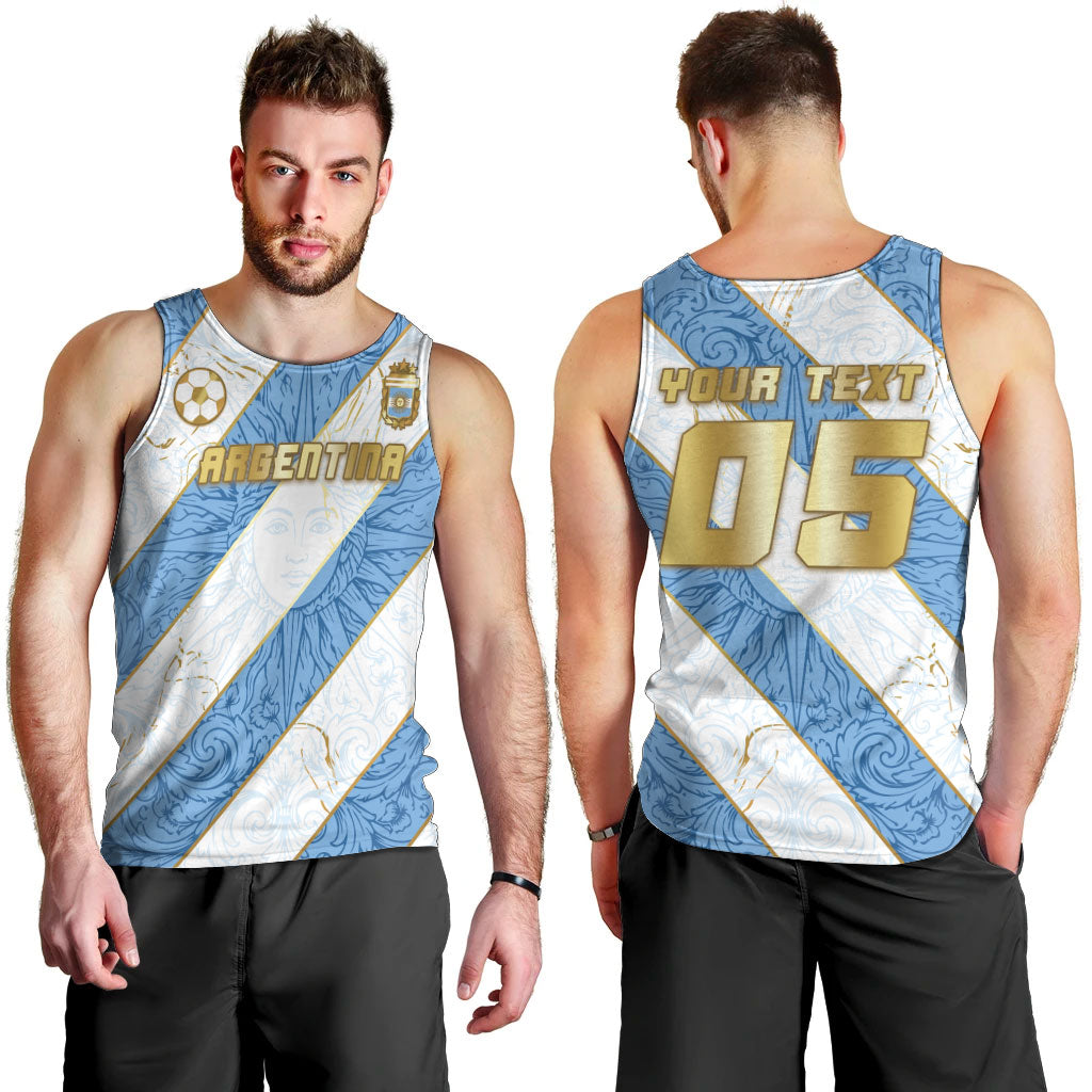 Custom Argentina Football Men Tank Top Sun Of May Baroque Filigree Gold Striped Patterns