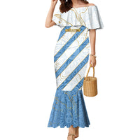Custom Argentina Football Mermaid Dress Sun Of May Baroque Filigree Gold Striped Patterns