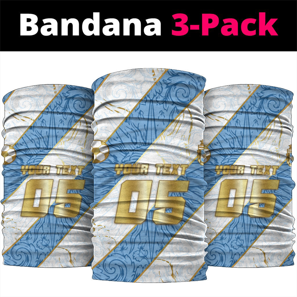 Custom Argentina Football Neck Gaiter Sun Of May Baroque Filigree Gold Striped Patterns