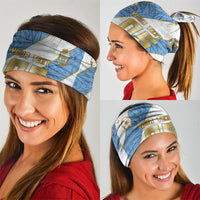 Custom Argentina Football Neck Gaiter Sun Of May Baroque Filigree Gold Striped Patterns