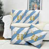 Custom Argentina Football Pillow Cover Sun Of May Baroque Filigree Gold Striped Patterns