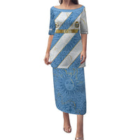 Custom Argentina Football Puletasi Sun Of May Baroque Filigree Gold Striped Patterns