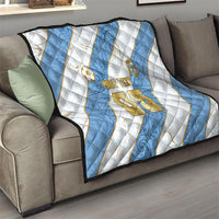 Custom Argentina Football Quilt Sun Of May Baroque Filigree Gold Striped Patterns
