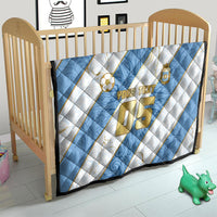 Custom Argentina Football Quilt Sun Of May Baroque Filigree Gold Striped Patterns