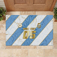 Custom Argentina Football Rubber Doormat Sun Of May Baroque Filigree Gold Striped Patterns