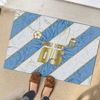 Custom Argentina Football Rubber Doormat Sun Of May Baroque Filigree Gold Striped Patterns