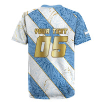 Custom Argentina Football Rugby Jersey Sun Of May Baroque Filigree Gold Striped Patterns