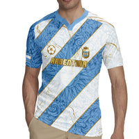 Custom Argentina Football Rugby Jersey Sun Of May Baroque Filigree Gold Striped Patterns