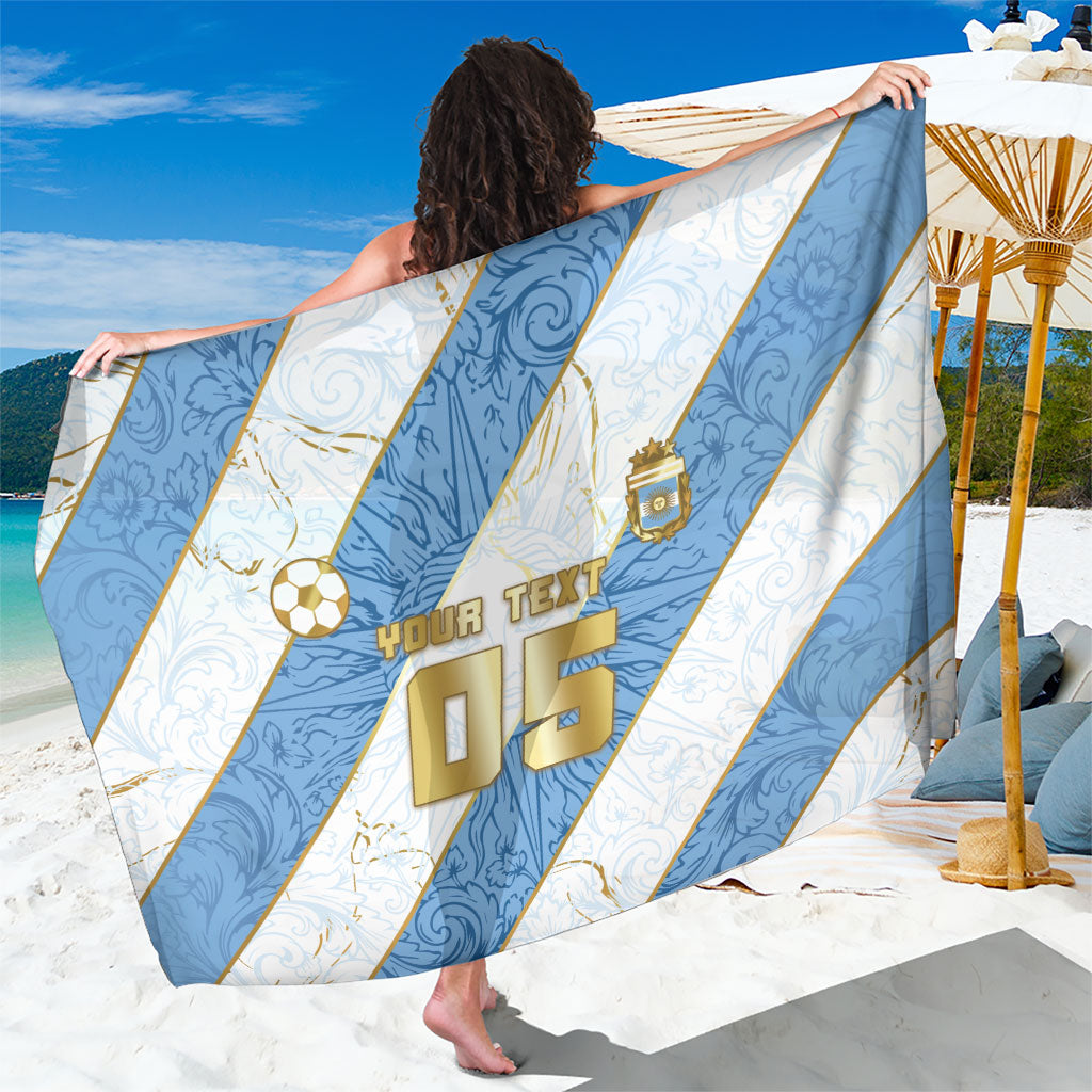 Custom Argentina Football Sarong Sun Of May Baroque Filigree Gold Striped Patterns