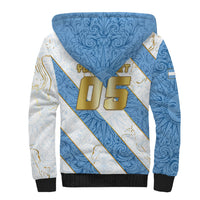 Custom Argentina Football Sherpa Hoodie Sun Of May Baroque Filigree Gold Striped Patterns
