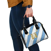 Custom Argentina Football Shoulder Handbag Sun Of May Baroque Filigree Gold Striped Patterns