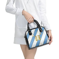 Custom Argentina Football Shoulder Handbag Sun Of May Baroque Filigree Gold Striped Patterns