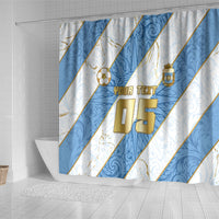 Custom Argentina Football Shower Curtain Sun Of May Baroque Filigree Gold Striped Patterns