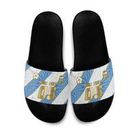 Custom Argentina Football Slide Sandals Sun Of May Baroque Filigree Gold Striped Patterns