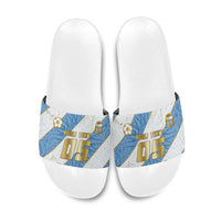 Custom Argentina Football Slide Sandals Sun Of May Baroque Filigree Gold Striped Patterns