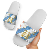 Custom Argentina Football Slide Sandals Sun Of May Baroque Filigree Gold Striped Patterns