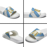 Custom Argentina Football Slide Sandals Sun Of May Baroque Filigree Gold Striped Patterns