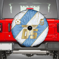 Custom Argentina Football Spare Tire Cover Sun Of May Baroque Filigree Gold Striped Patterns