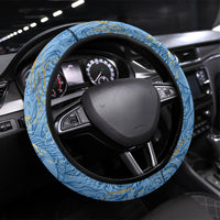 Argentina Football Steering Wheel Cover Sun Of May Baroque Filigree Gold Striped Patterns