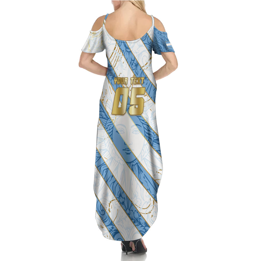 Custom Argentina Football Summer Maxi Dress Sun Of May Baroque Filigree Gold Striped Patterns