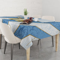Custom Argentina Football Tablecloth Sun Of May Baroque Filigree Gold Striped Patterns