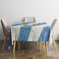 Custom Argentina Football Tablecloth Sun Of May Baroque Filigree Gold Striped Patterns
