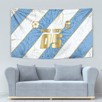 Custom Argentina Football Tapestry Sun Of May Baroque Filigree Gold Striped Patterns
