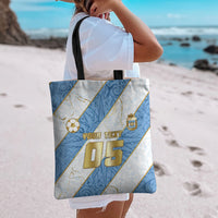 Custom Argentina Football Tote Bag Sun Of May Baroque Filigree Gold Striped Patterns