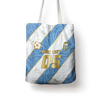Custom Argentina Football Tote Bag Sun Of May Baroque Filigree Gold Striped Patterns