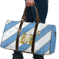 Custom Argentina Football Travel Bag Sun Of May Baroque Filigree Gold Striped Patterns